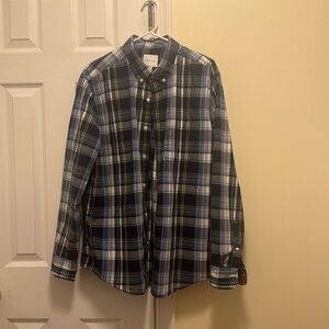 XL Men’s Blue/White/Yellow Plaid Button-Down Collar Shirt from American Eagle